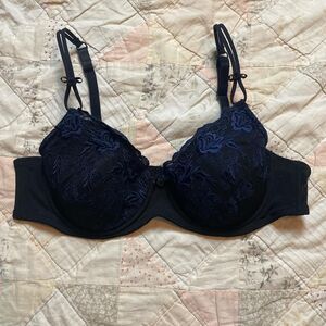 frederick’s of hollywood vintage 90s blue and black push up bra size 36b